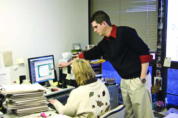In Monroe County, Kyle Warner from Tyler Technologies works with Connie Crohn to master the Odyssey CMS.