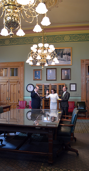 Photo of Loretta Rush being sworn in as Chief Justice by Brent Dickson