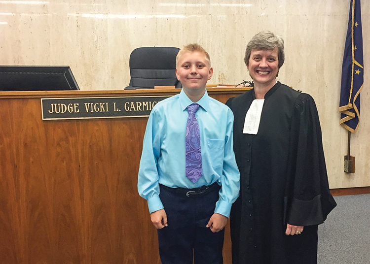 Law Day speech winner Leyden Pavlica with Judge Vicki Carmichael.