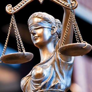Lady Justice with the scales of justice.