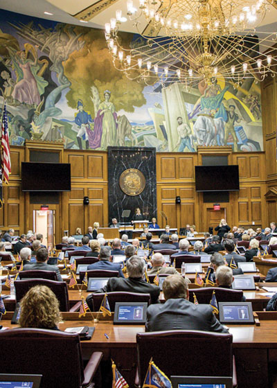 State leaders in the Indiana House of Representatives chamber