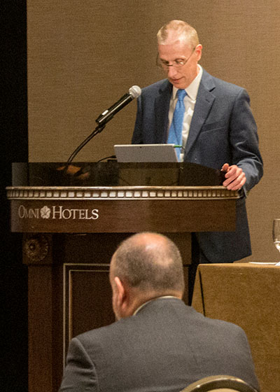 Indiana Supreme Court Justice Geoffrey Slaughter speaks during the National Center for State Courts’ Pretrial Justice Reform Summit in May 2018