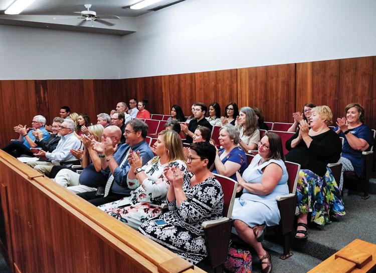 Clark County residents filled Clark Circuit Court 4 during Chief Justice Rush’s visit to congratulate the county’s Family Treatment Drug Courts.