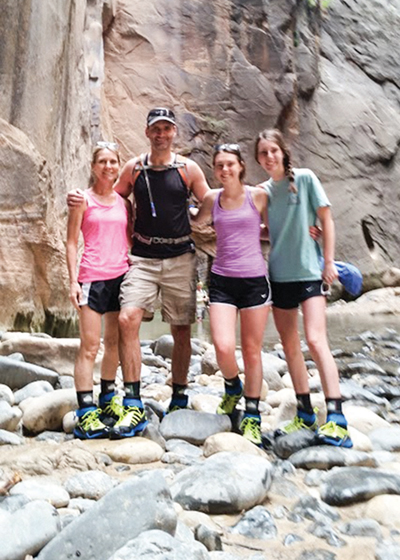 Judge Foley and his family in The Narrows at Zion National Park in Utah.