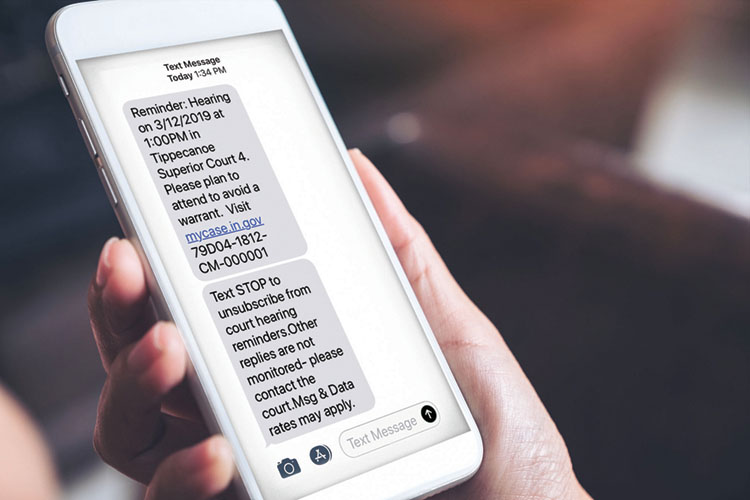 Mockup of how text messages look when received by criminal defendants