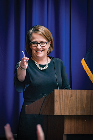 Chief Justice Loretta Rush speaks to CASA volunteers 