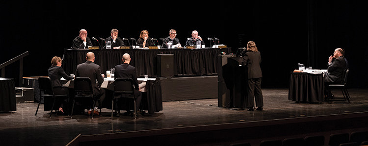 Members of the Supreme Court hear arguments in Wabash County