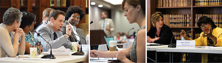 A three photo collage of Children's Commission members.