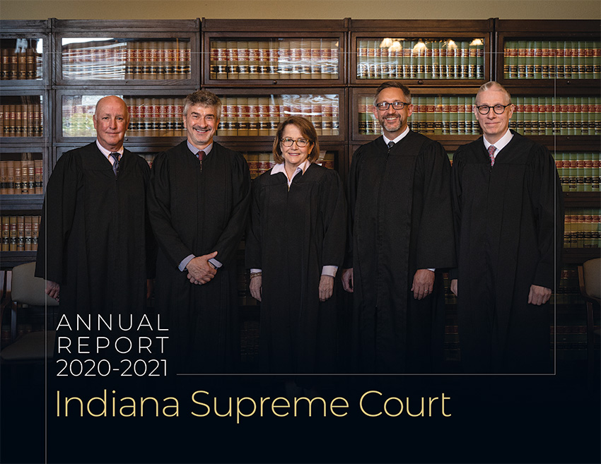 Cover of Annual Report with the five justices in their black robes