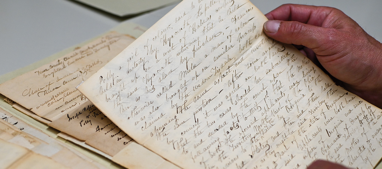 Court documents from Polly Strong's historic freedom case.